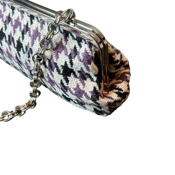 Apt. 9 Purple White Black Houndstooth Knit Shoulder Bag Chain Faux Leather Strap - Picture 5 of 16